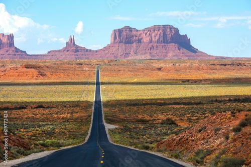 Desert Highway Adventure: Scenic Southbound Road Leading to Arizona near Monument Valley, Captured in Breathtaking 4K Resolution
