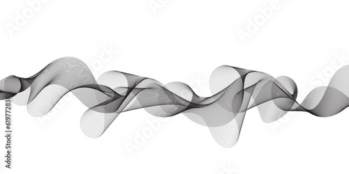 Abstract grey, white smooth element swoosh speed wave modern stream transparent background. Abstract wave line for banner, template, wallpaper background with wave design. Vector illustration