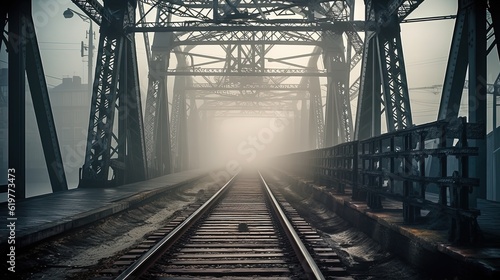 Misty railway. Generative AI