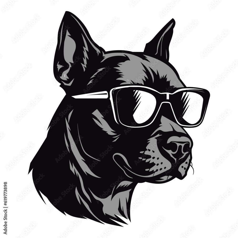 Cool Pug Dog with sunglasses, isolated in white background, vector illustration. Cool Pug Dog with sunglasses, isolated in white background, vector illustration.