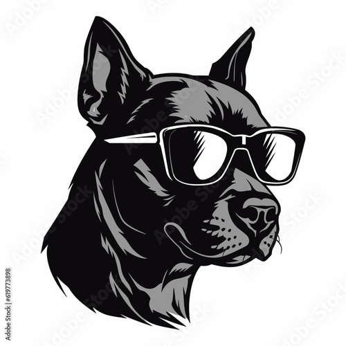 Cool Pug Dog with sunglasses, isolated in white background, vector illustration.