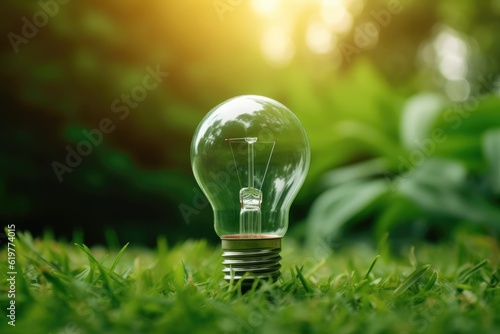 Light bulb with green electric light