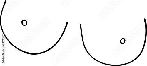 Vector line art illustration of female breasts. Doodle style.