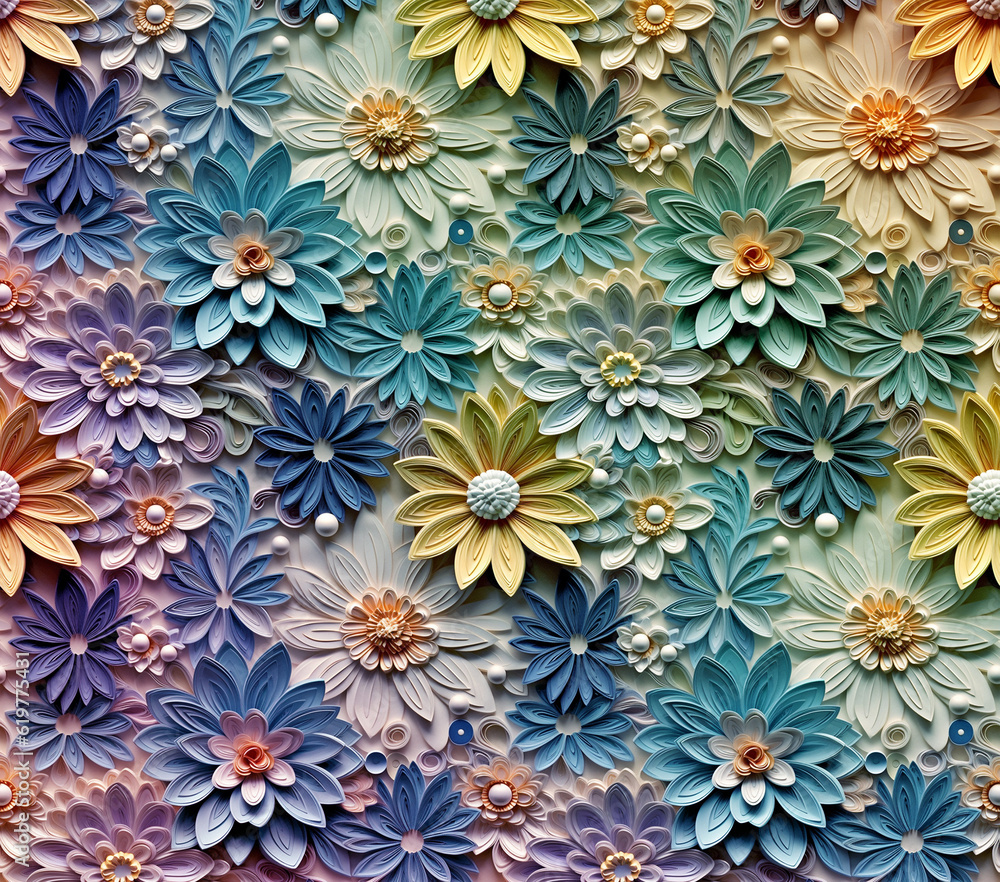 3D Flower Seamless Pattern 3D Flower Seamless Pattern
