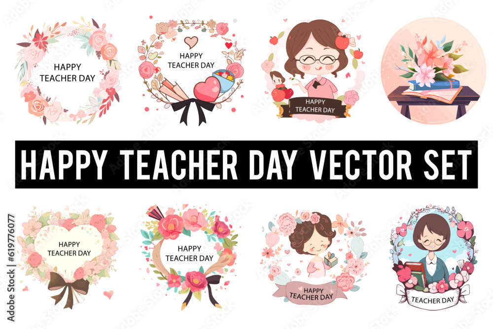 Happy Teacher's Day Greetings Cards vector, Teacher Day element vector Happy Teacher's Day Greetings Cards vector, Teacher Day element vector