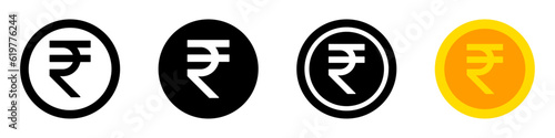 Indian Rupee coin vector symbols set