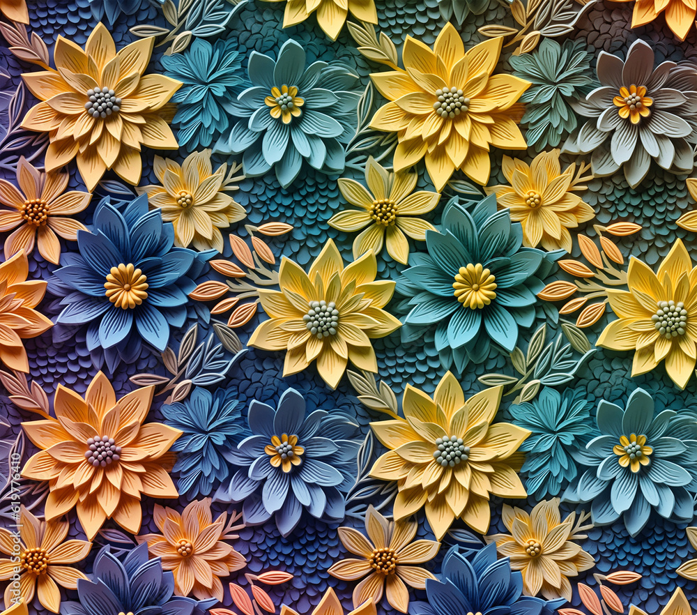 3D Flower Seamless Pattern 3D Flower Seamless Pattern