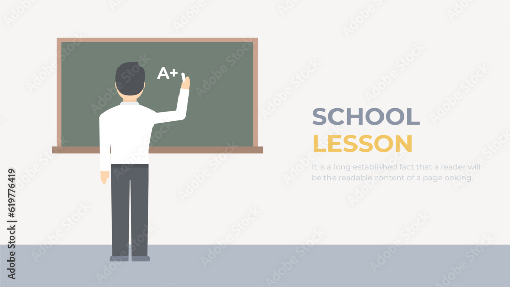 Teacher or student writes on the blackboard. Lesson in school, college or university concept.
Teacher or student writes on the blackboard. Lesson in school, college or university concept.