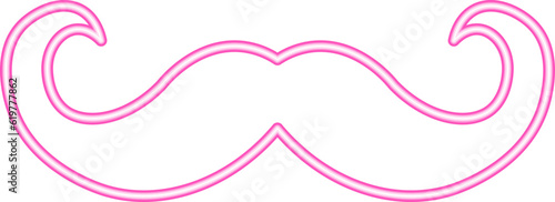 Moustache Neon. Moustache Icon Line Neon. Moustache Neon Signboard Icon. Moustache Neon Icon. Neon Moustache Outline Icon. Vector illustration. Elements for design. Flat design.