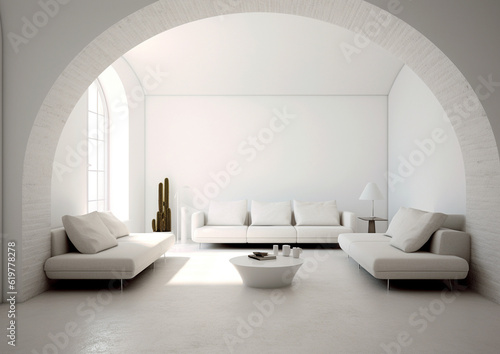 blank wall white  interior mockup living room with sofa and details  