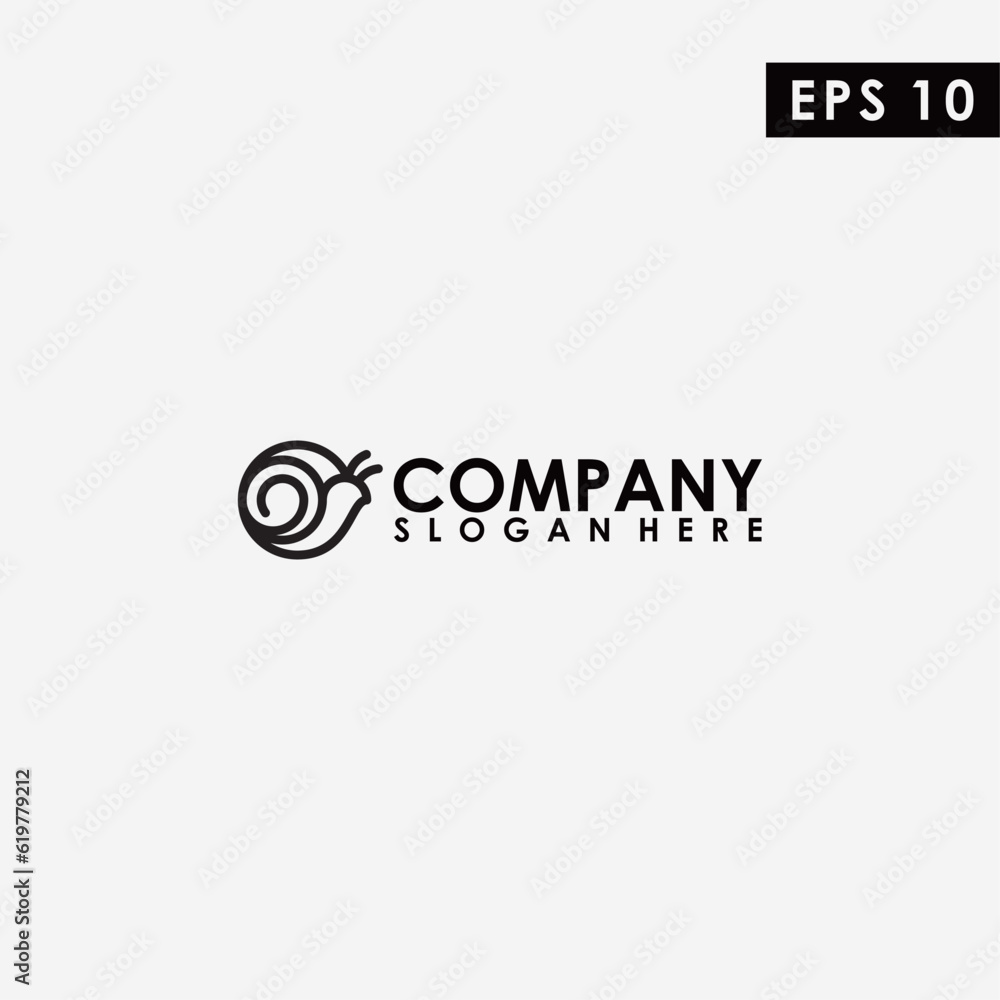 Black Line Snail Logo Design Vector Template. Modern Design. Snail Icon. Flat Logo. Snail. Vector Illustration Black Line Snail Logo Design Vector Template. Modern Design. Snail Icon. Flat Logo. Snail. Vector Illustration