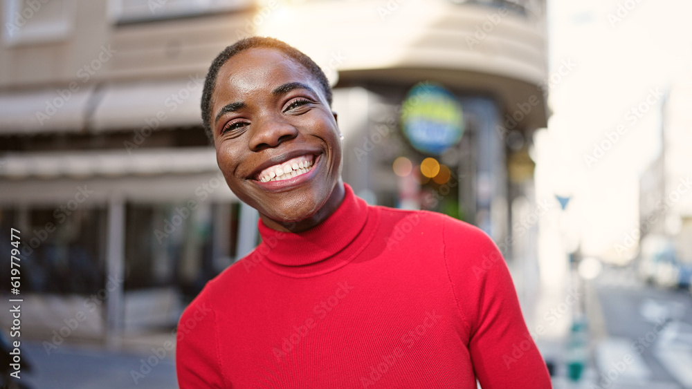 African american woman smiling confident standing at street African american woman smiling confident standing at street