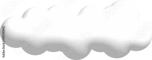 White cloud 3d render isolated on transparent background