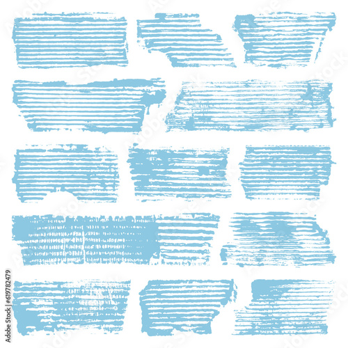 Set Dreizehn Blaue Stempel Wellpappe