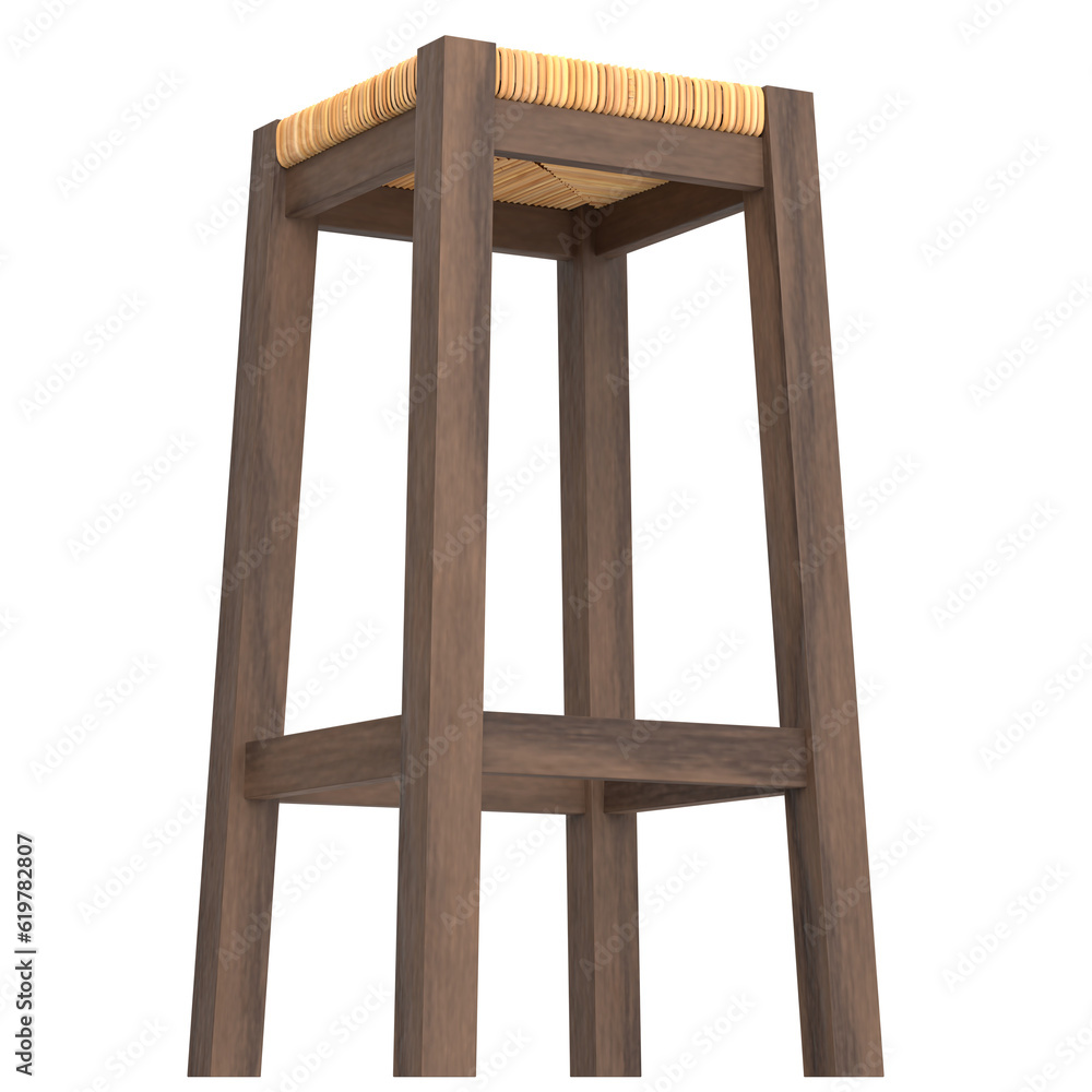 3D rendering illustration of a wooden stool 3D rendering illustration of a wooden stool