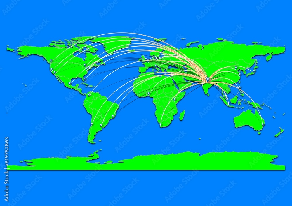 Naklejka premium Vibrant Jabalpur, India map - Export concept map for Jabalpur, India on World map. Suitable for export concepts. File is suitable for digital editing and prints of all sizes.