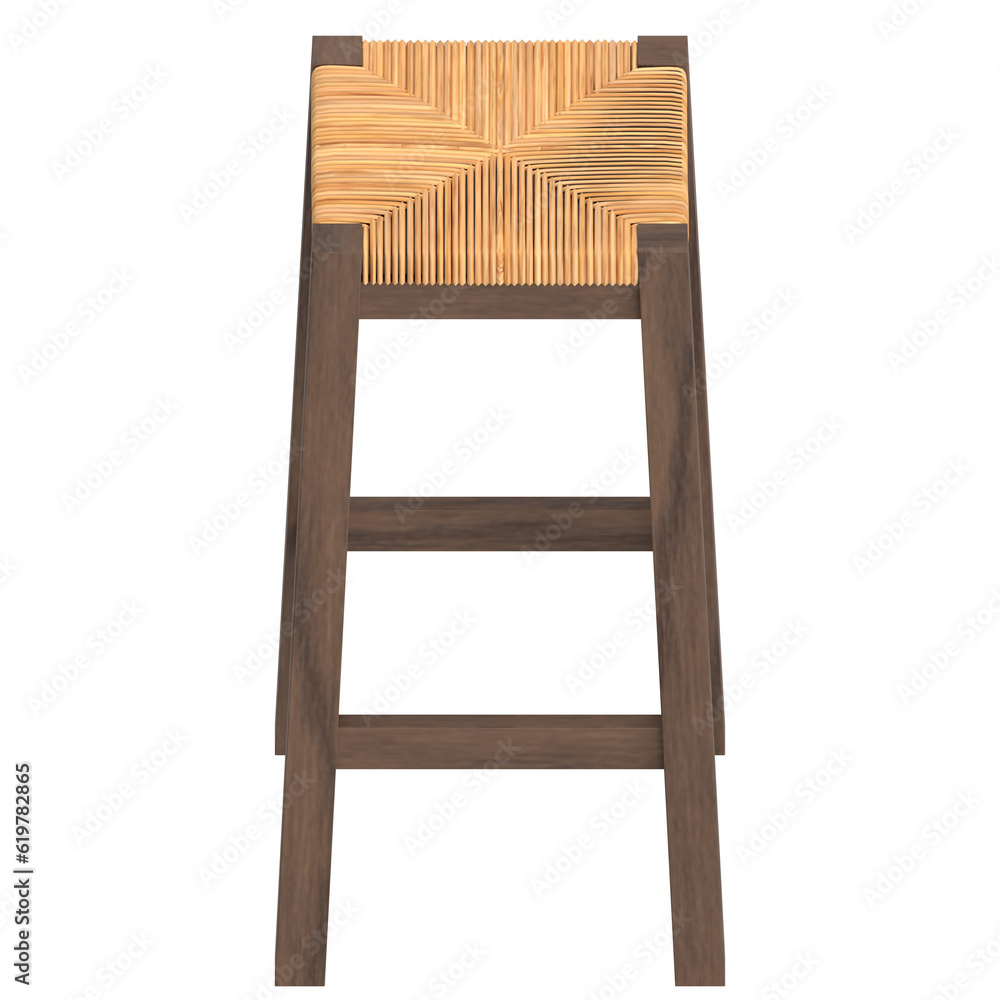 3D rendering illustration of a wooden stool 3D rendering illustration of a wooden stool