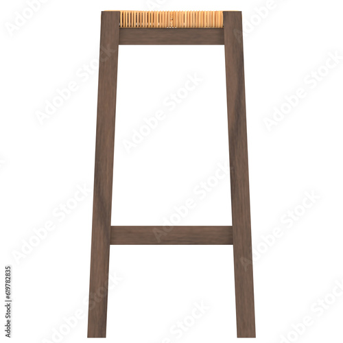 3D rendering illustration of a wooden stool