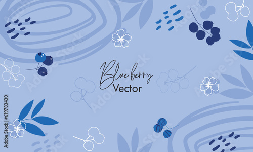 Set of Blueberry seamless pattern with simple berries in modern style. Natural background for wrapping paper and textiles