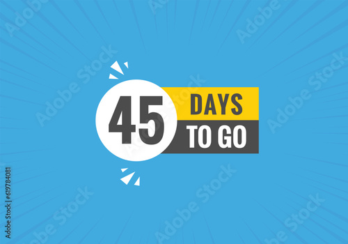 45 days to go countdown template. 45 day Countdown left days banner design
