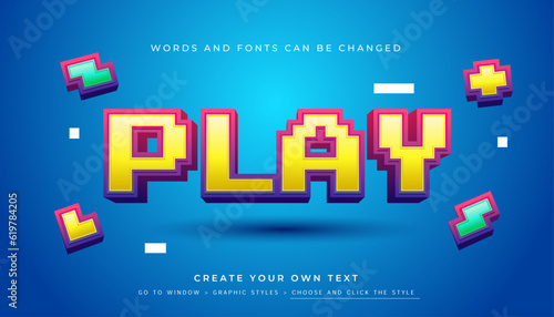 Premium Vector, Editable 3D colorful 
 text effect. Pixel game typography graphic style