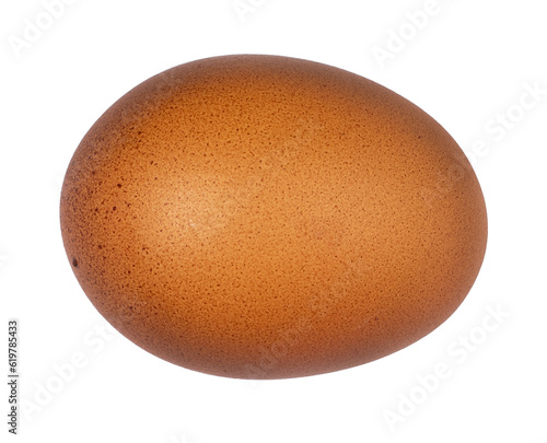 A brown egg, top view, isolated on a transparent background