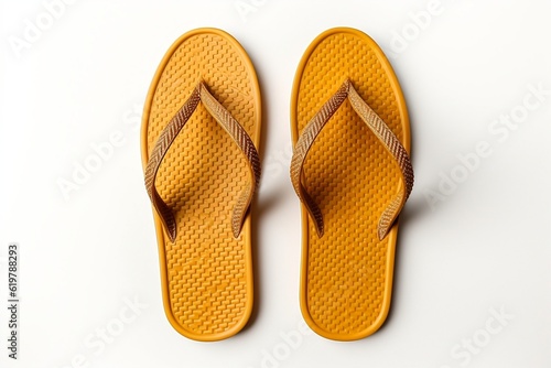 Isolated Flip Flop on White Background from Top View. Generative AI
