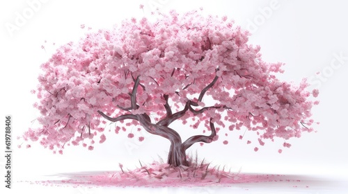 A blossoming cherry watercolor illustration - Generative AI. © Mariia
