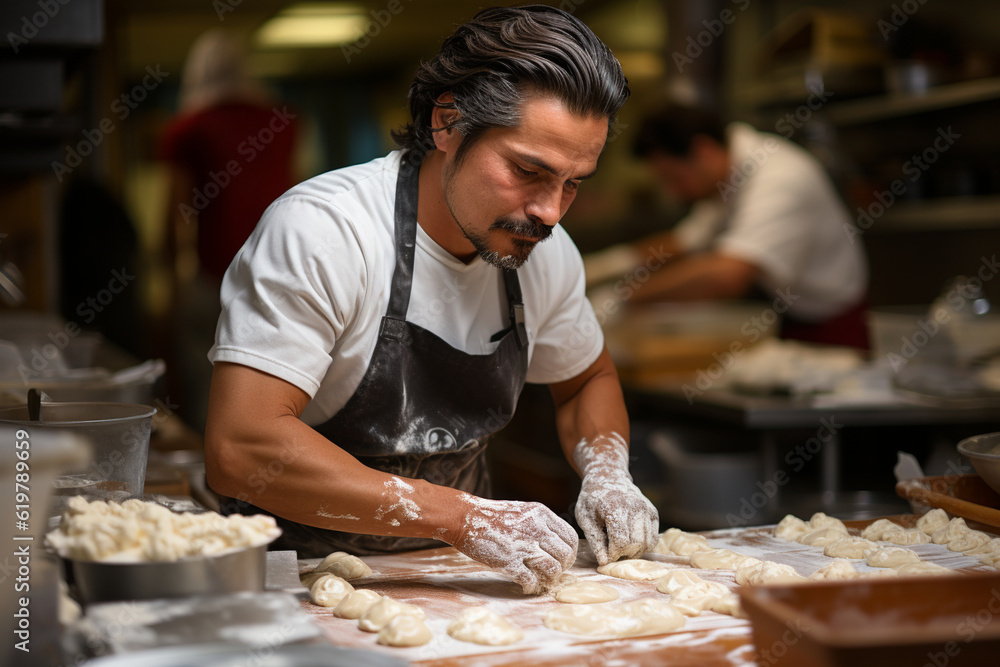 A chef preparing fresh pasta from scratch, Chef Generative AI