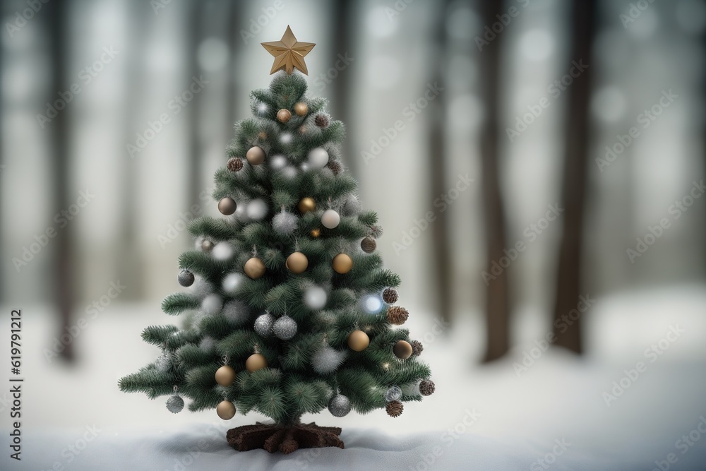 Beautifully decorated Christmas tree. Ai generative.