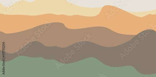 Abstract autumn background. Vector flat style wavy backdrop in warm pastel colors. Landscape template. Horizontal layered vector illustration for banner, sale, postcard, invitation. 