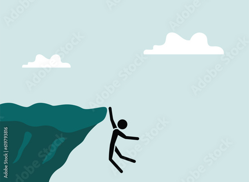 man hanging from edge, vector illustration 