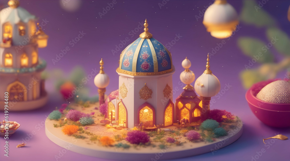 A Stunning 3D Visualization of a Radiant Mosque A Stunning 3D Visualization of a Radiant Mosque