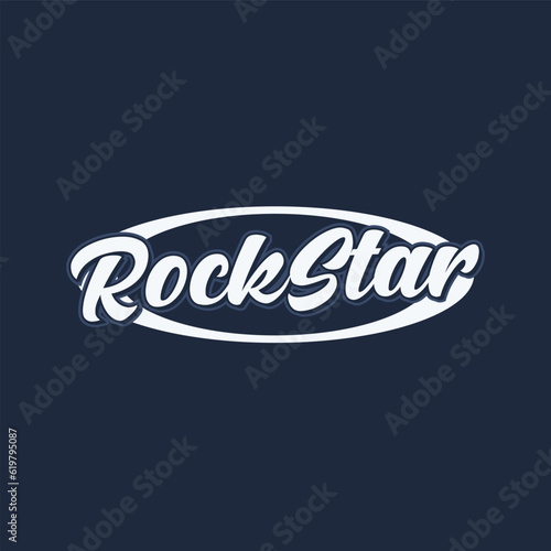 rockstar text design typography with oval shape for t-shirt, poster, typography or your brand. vector