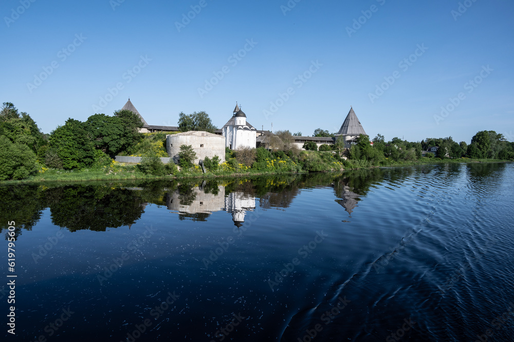 an ancient fortress with powerful towers and air temples in Staraya Ladoga an ancient fortress with powerful towers and air temples in Staraya Ladoga