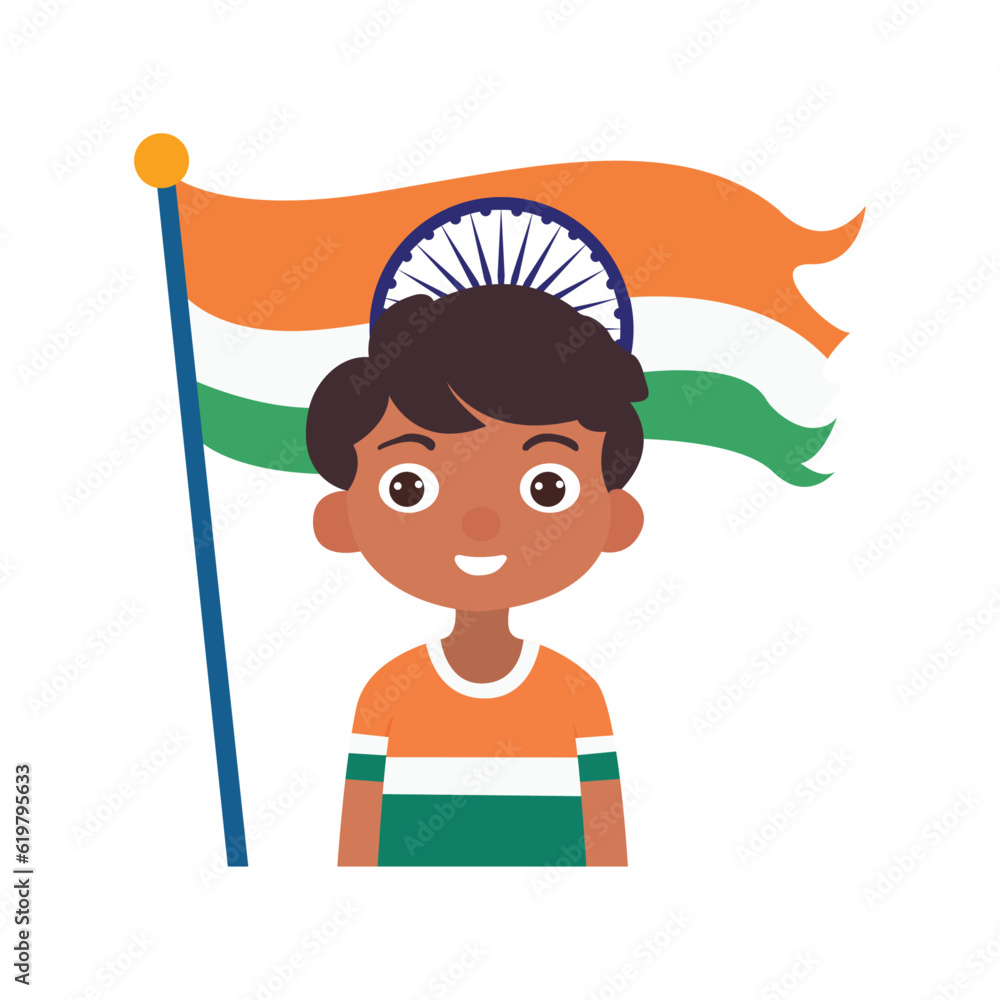 Independence day celebration function boy wearing clothes like flag using vector illustration art Independence day celebration function boy wearing clothes like flag using vector illustration art