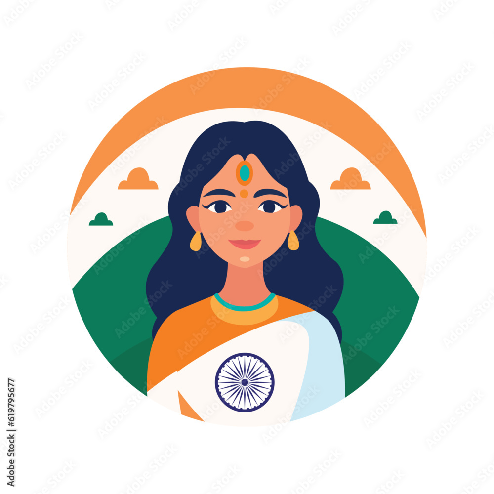 Free Vector Of Brown Lady With Wearing Indian Saree Of National Indian