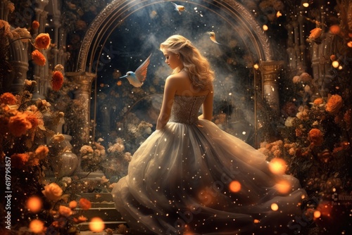 Celestial Princess: A Surreal Journey into Enchanted Realms. Generative AI