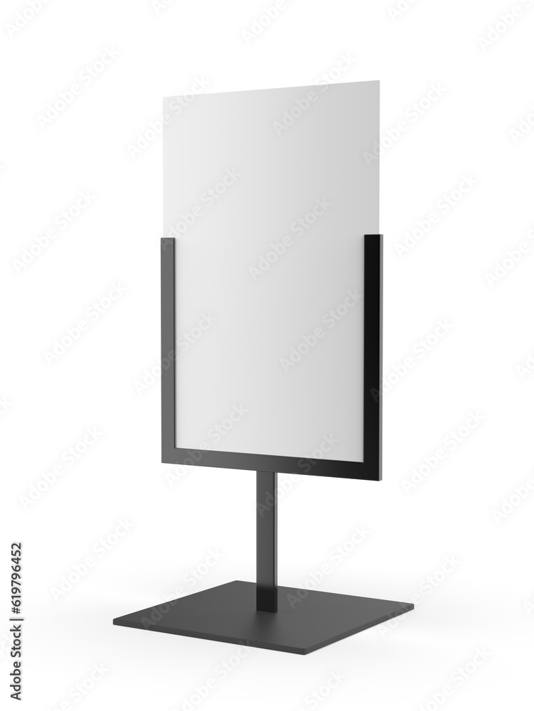 Free Standing Poster Display Holder Metal Stand. 3d Illustration. Free Standing Poster Display Holder Metal Stand. 3d Illustration.
