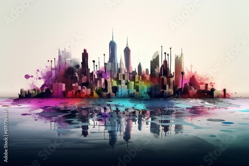 watercolor cities, Generative AI