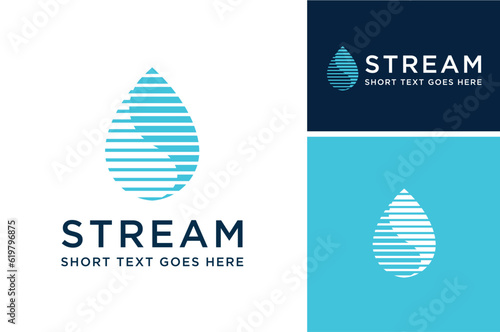 Letter S Simple Purity Fresh Aqua Moisture Water Drop. Blue Dew Droplet Raindrop Logo Design