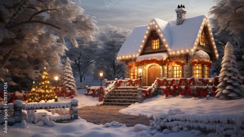 Christmas house with lights