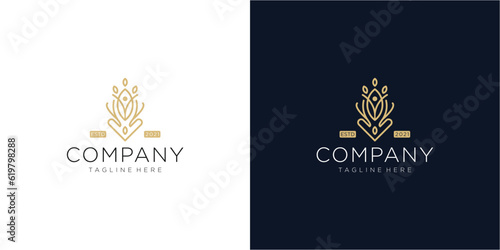Feminine outline logo design  can be used for cosmetic  beauty salon  spa  yoga and skin care.