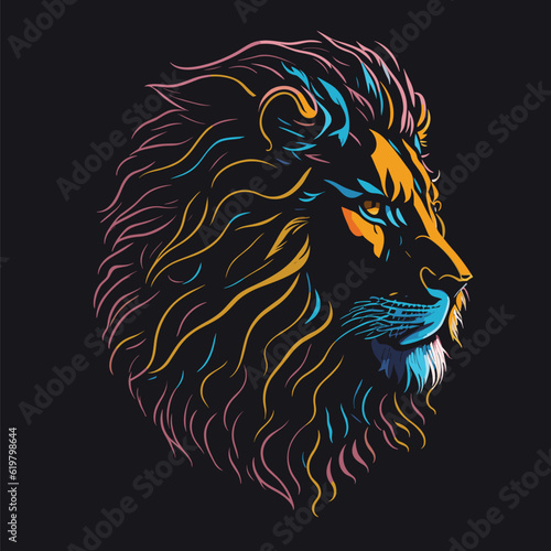 Colorful lion sticker tatoo idea tshirt design
 photo