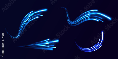 Fototapete High speed effect motion blur night lights blue and red