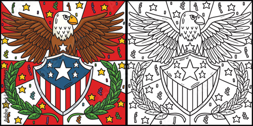 4th Of July American Flag Eagle Badge Illustration