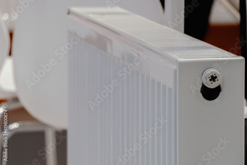 Wallpaper Mural White heating radiator close-up indoors. Torontodigital.ca