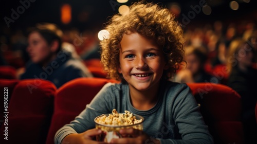 child watching movie in cinema  ai generative