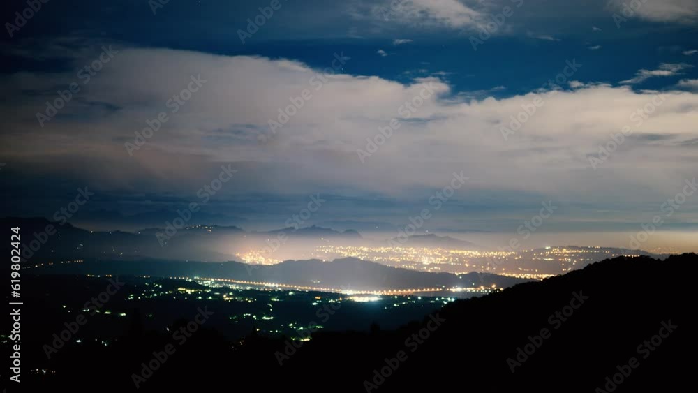 Overlooking the night view of Dahu Township and Zhuolan Town. Ginger Garden Agritourism Area, Miaoli County. Overlooking the night view of Dahu Township and Zhuolan Town. Ginger Garden Agritourism Area, Miaoli County.