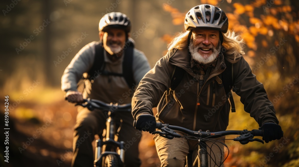 old couple riding bicycles, ai generative old couple riding bicycles, ai generative